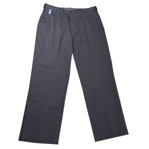 Haggar Premium No Iron Khaki Gray Flat Front Classic Fit Stretch Pants 36x30‎
